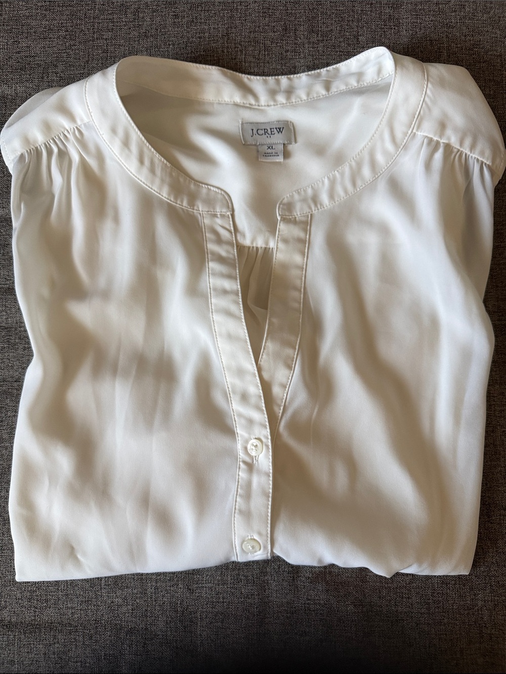 J. Crew Women's Cream Button-Front Popover Blouse